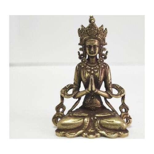 Buddhism Pure Brass Vajra Buddha Small Statue Ornaments
