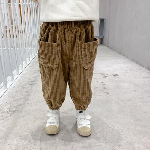 Kids Pants Autumn Winter Thicken Plus Velvet High Quality Corduroy Trousers For Boys Toddler Girls Harem Pants 2 3 4 5 6 7 Years