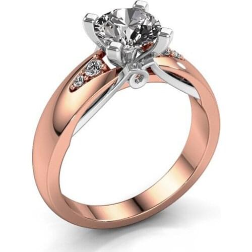 Hainon Fashion Silver Color Rose Gold Color Rings Jewelry Round Cubic Zrconia Rings For Women New Luxury Wedding Party Rings