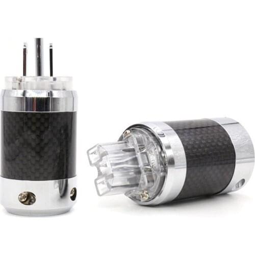 HIFI Unprinted Carbon Fiber Rhodium Plated r Metal Chassis US Power Plug Connector extension adapter