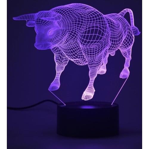 Spanish Bullfighting 3D Visual Lamp Optical Illusion Led Night Light 7 Colors Touch Sensitive Switch with Acrylic Flat Decor