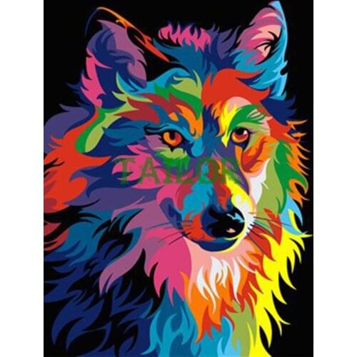 Home Decor Gift Cuadros 5D diamond painting Cross stitch haft diamentowy set Full square tools animal Mosaic colours Wolf art 28