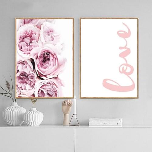 Canvas Pictures Home Decor Rose Flower Love Paintings Nordic Style Wall Art HD Prints Watercolor For Living Room Poster Modular