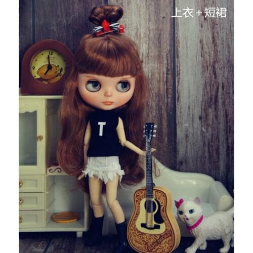 3Sets/lot Blyth Doll Accessories Blyth Clothes Outfit Tops Vest Trousers Skirt Dress For Doll Blyth