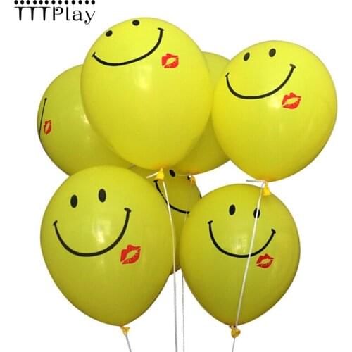 100pcs/lot 12 Inch Yellow Smiley Face Latex Balloons Air Balls Inflatable Wedding Party Decoration Birthday Party Float Balloons