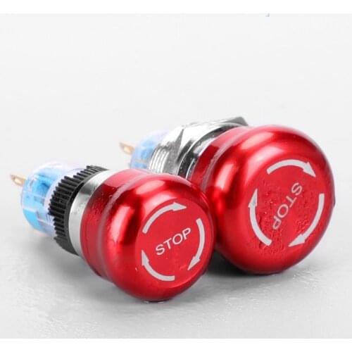 5pcs Metal Emergency Stop Switch 16/19/22MM Waterproof Stainless Steel QT234