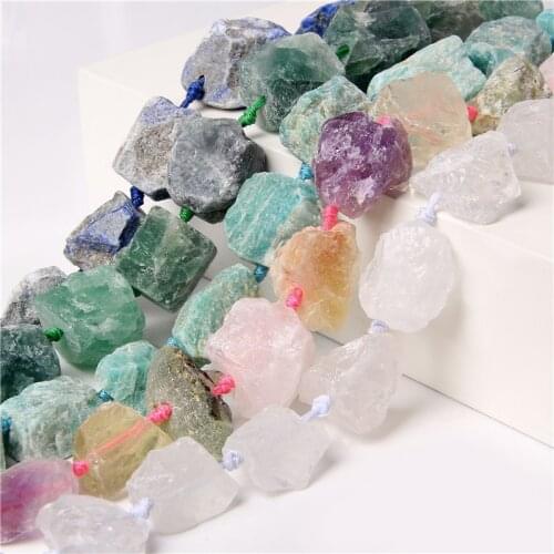 Natural Rough Raw Stone Chakra Green Fluorite Mixed Quartz 8-17 pcs Strand Beads For DIY Making Jewelry Accessory Home Decora