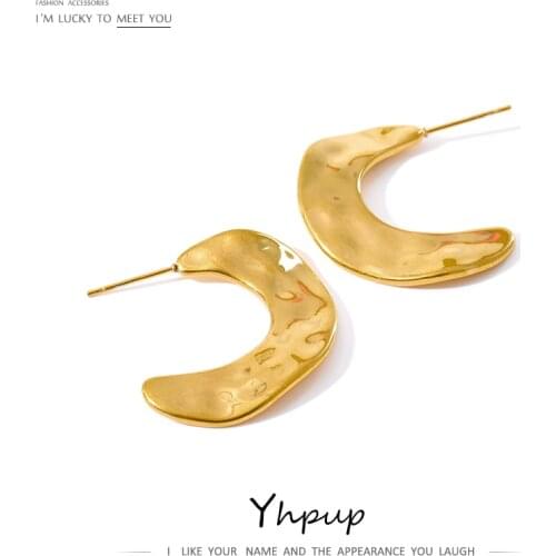 Yhpup Stainless Steel Unusual Earrings for Women Simple Metal Geometric 18 K Statement Earrings сережки 2021 новинка Gala Gift