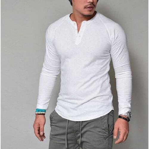 2021 New T-Shirt Fashion Mens Slim Long-Sleeved T-Shirt Fashion Luxury Mens V-Neck Cotton T-Shirt Top T-shirt S-4XL