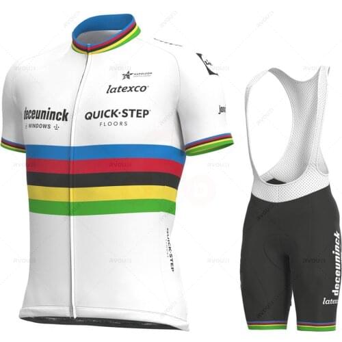 New 2021 Champion QUICK STEP Cycling Team Jersey Bike Shorts Set Ropa Ciclismo MenS MTB Summer Bicycling Maillot Bottom Clothing