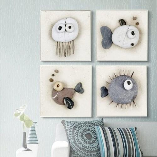 07G Abstract 3D Stone Fish Canvas Art Painting Print Poster Pictures Wall Office Baby Room House Home Decoration Murals Gift