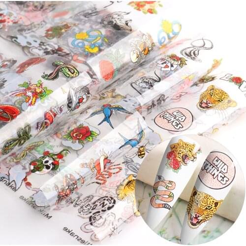 Cartoon Snake Glitter Diy Nail Art Stickers Holloween Skull Transfer Print Paste Resin Jewelry Decor Fillings Phone Case Decoden