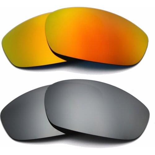 Silver Mirrored & Orange Red Mirrored Polarized Replacement Lenses for Straight Jacket 2007 Frame 100% UVA & UVB