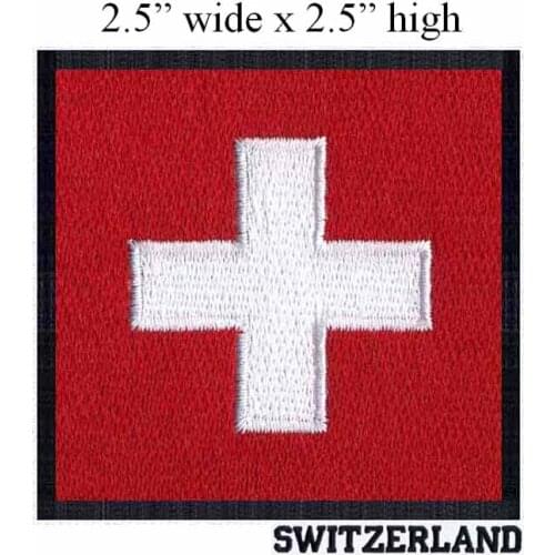 SWITZERLAND embroidery flag patch 2.5" wide black border patch for clothes /baby iron on patches