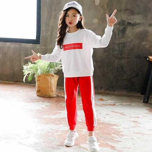2020 winter Girls Clothing tracksuit Children Autumn Sweatshirts t-shirt + strip Pant Sport Kids Clothes 5 6 7 8 9 10 12 Years