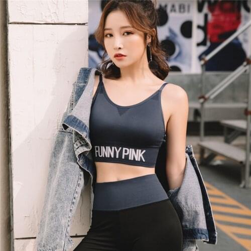 FunnyPink Sports women tracksuit 2 pieces sets 2021 running suit Fitness Bra Set Running Underwear Tight Ankle-length Pants