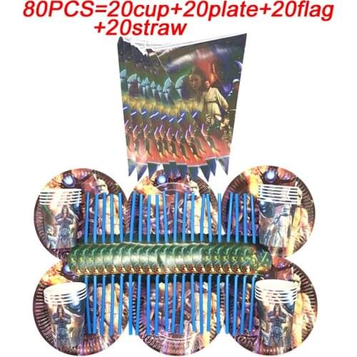 Boy Favors Star Wars Theme Birthday Party Disposable Party Tableware for boys Birthday Supplies Cup Plates Straws Decorate Flags