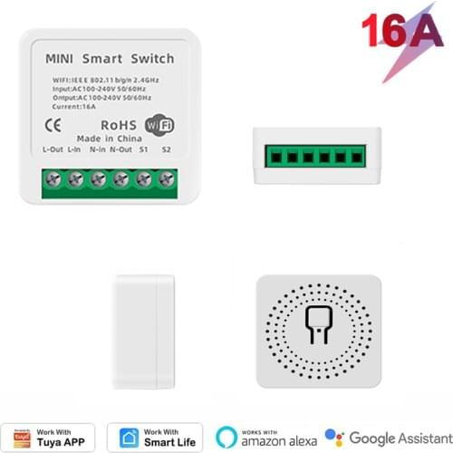 16A MINI Wifi Smart DIY Switch Two Way Control Timer,Smart Home Automation,Alexa Google Home Tuya Smart Life APP Remote Control