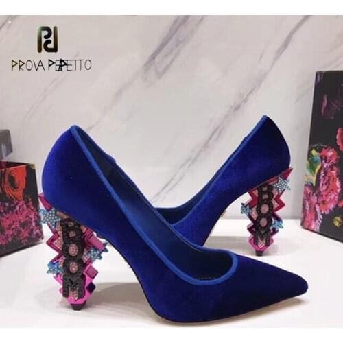 Suede high-heeled shoes spring and summer pointed toe leather sexy strange heel party nightclub high-heeled pump shoes