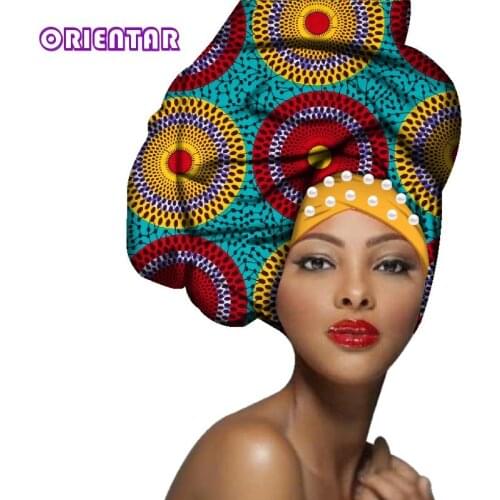 Women Headscarf Multi-colored with pearls beauty african headtie for women African Headwraps Cotton Head Scarfs WYB293