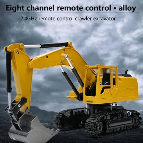 1:24 6CH Or 8CH RC Excavator Simulation Toy RC Truck Engineering Car Tractor With Music And Light Childrens Boys Gift 3853