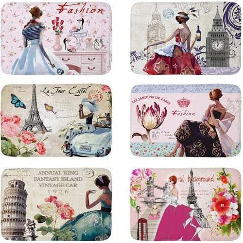 1pcs 40*60cm Fashion Girles pattern Anti-Slip Suede Carpet Door mats doormat indoor Kitchen room Floor Mat Rug mat33