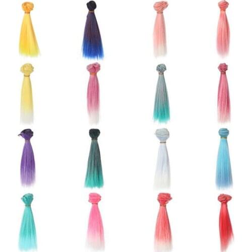 10PCS/LOT Wholesale 15*100CM DIY Handmade Synthetic Fiber Blue/Green/Pink Wig 1/6 BJD Hair Doll