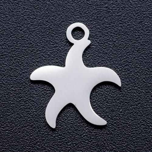 10pcs/lot Starfish DIY Jewelry Charms Wholesale 100% Stainless Steel Finding Charm Supplies Never Tarnish Pendants