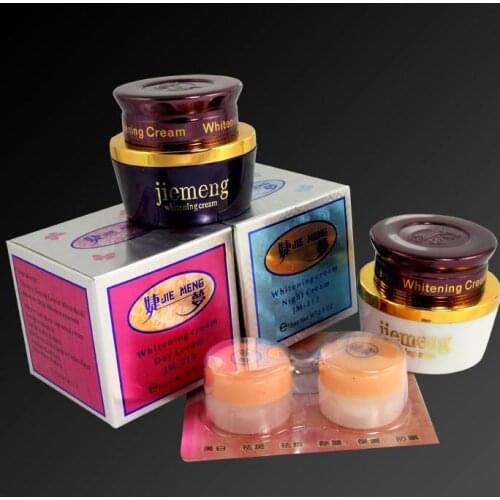 100% Jiemeng Whitening Cream Set `Remove freckle`Anti Dark Acne Skin`Whitening(day cream+night cream)