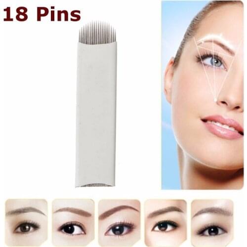100PCS U-Shape 18 pin Microblading Needle Eyebrow Tattoo Blade For Permanent Makeup Manual Pen 3D Eyebrow Embroidery