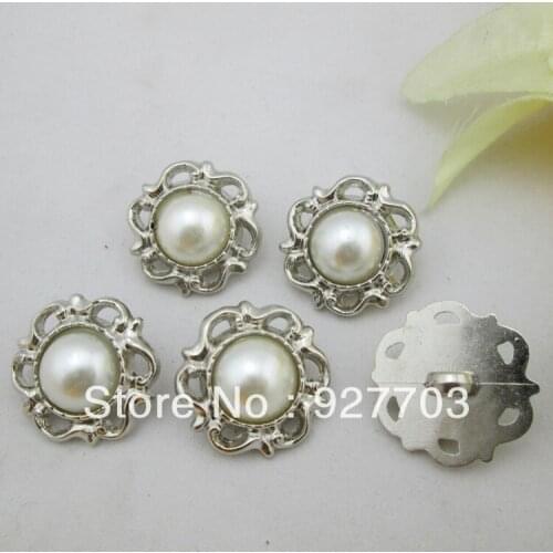 20pcs Resin Ivory Pearl Flower Shank Buttons for Sewing Craft 25mm