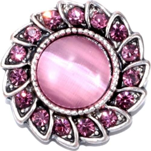 2017 Pink Gyro Flower Pattern 6 Multi Color Opal Rhinestone Charm Buttons 18mm Snap Button Jewelry Fit Snap Jewelry KZ0188a