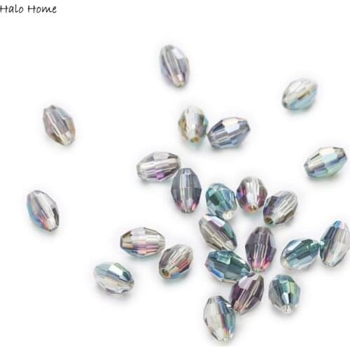 50pcs Plating Oval Olive Shape Faceted Crystal Glass Beads Jewelry Handmade Sewing Shoes Bags Clothing Headwear Garment 6-11mm