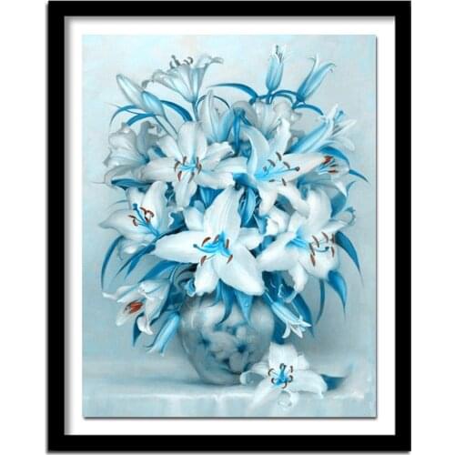 5D DIY Diamond Painting cross stitch Lily pattern diamond embroidery white flowers icon room decoration diamond Picture