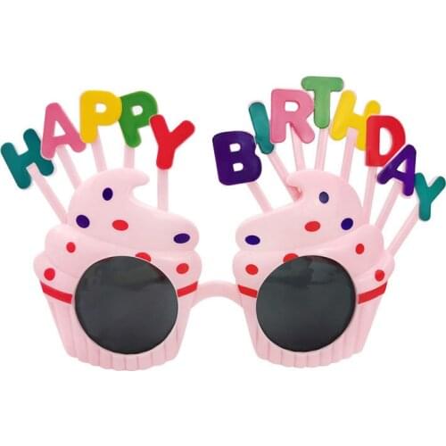 6pcs Sweet Cream Cake Shape Happy Birthday Sunglasses Photo Props Funny Eye Glasses Costume Novelty Party Favors White Pink