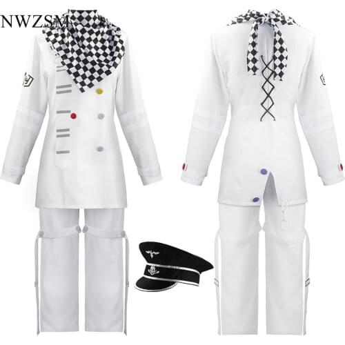 Anime Danganronpa V3 Kokichi Oma Cosplay Costume President Zentai Full Set Uniforms Scarf Cloak
