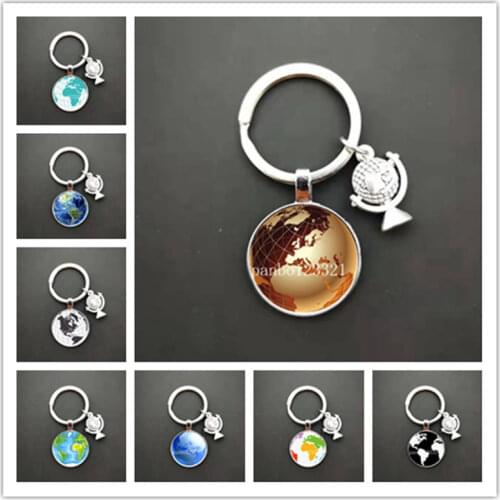 Solar System Planetary Keyring Milky Way Nebula Space Keychain Moon Earth Sun Mars Art Picture Convex Glass Ball Car Keychain