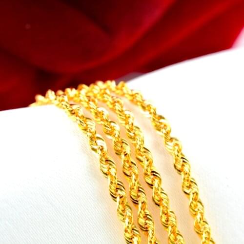 ZHIXI Real 18K Gold Hemp rope Necklace Pure AU750 Twisted Chain Fine Jewelry For Women Weding Gifts N550