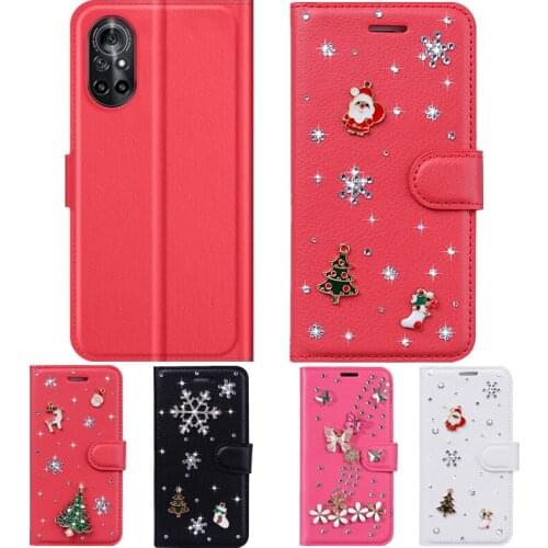 Case For Huawei nova 8 P20 P30 P40 Mate 20 30 40 SE 10X Lite Pro 5G Diamond Lychee Pattern Leather Flip Wallet Cover Phone Case