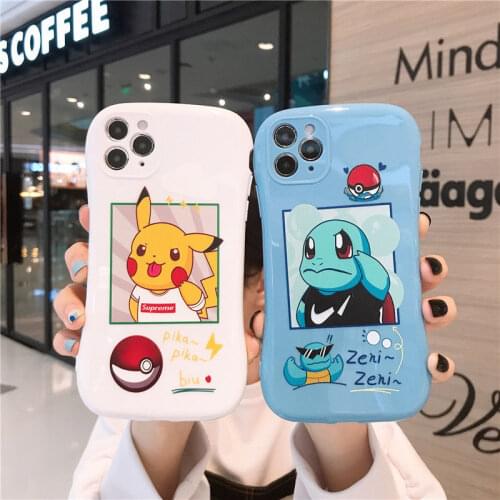 Pokemon Pikachu Phone Case for iPhone 6s/7/8/Plus/X/XS/XR/ XSMax/11/12Pro Cute Cartoon Anti-fall Silicone Jenny Turtle Soft Case