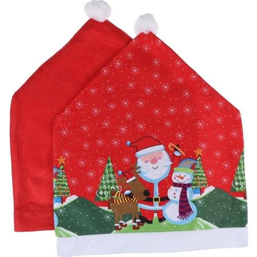 1PCS Christmas Decoration Santa Claus Red Hat Chair Back Cover for Home Party Dining Room Christmas Table Decoration Chair Cover