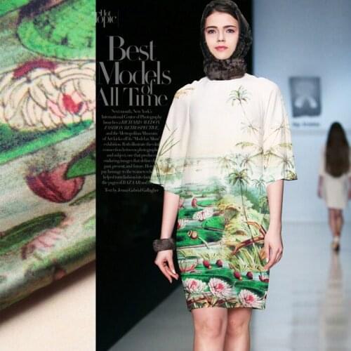 CNUM SP408 Pure Silk/The April of Jiangnan/Silk Fabric Elastic Charmeuse 93% Silk 7% Spandex/Width 1.29yd Length 1.31yd