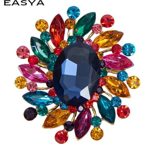 Colored Crystal Brooch For Women Elegant Fashion Pin Red Crystal Brooch Wedding Jewelry High Quality