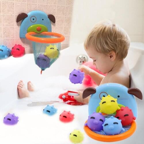 Children Bath Dabbling Toy Shooting Toy Ocean Ball Dabbling Basketball Hoop Stand Sports Basketball For Baby Showering