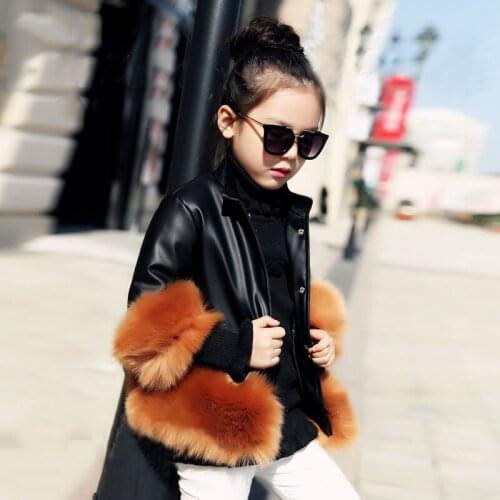 Baby Winter Outerwear Coats 1-10 Years Childrens Leather Girls Coat Kids Faux Fur Fabric Clothes Autumn Fur Coat