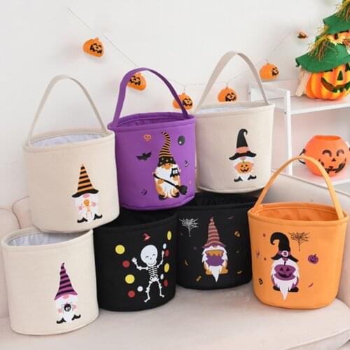 Kids Children Halloween Candy Bags Trick or Treat Bucket Decoration Candy Basket Halloween Decoration Home Storage Bag Organizer