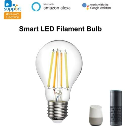 E27 WiFi Smart Filament Bulb APP Remote Control 7.5W 2700-6500K 220-240VAC 806LM Dual-color Bulb Dimmable Bulb Work With Alexa