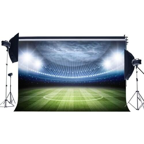 Football Field Backdrop Stadium Bokeh Glitter Sequins Stage Lights Green Grass Meadow Sports Match School Game Background