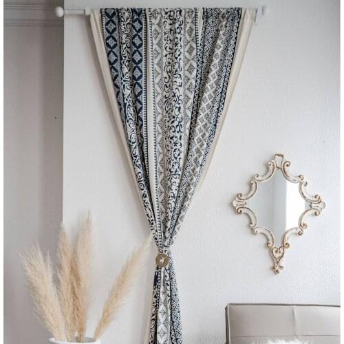 Boho Geometric Curtains for Living Room Linen Blend Fabric Drapes Room Divider Window Treatment Drapes