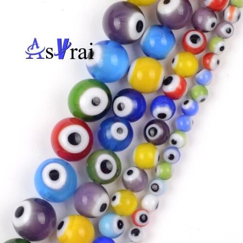 Fatima Eye Lampwork Round Beads For Jewelry Making 4 6 8 10mm Loose Spacer Beads DIY Natural Stone Bracelet Necklace Earring